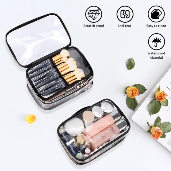 Clear Makeup Bag, Portable Cosmetic Organize,Travel Makeup Bag Cute Clear Pouch - Picture 5 of 9